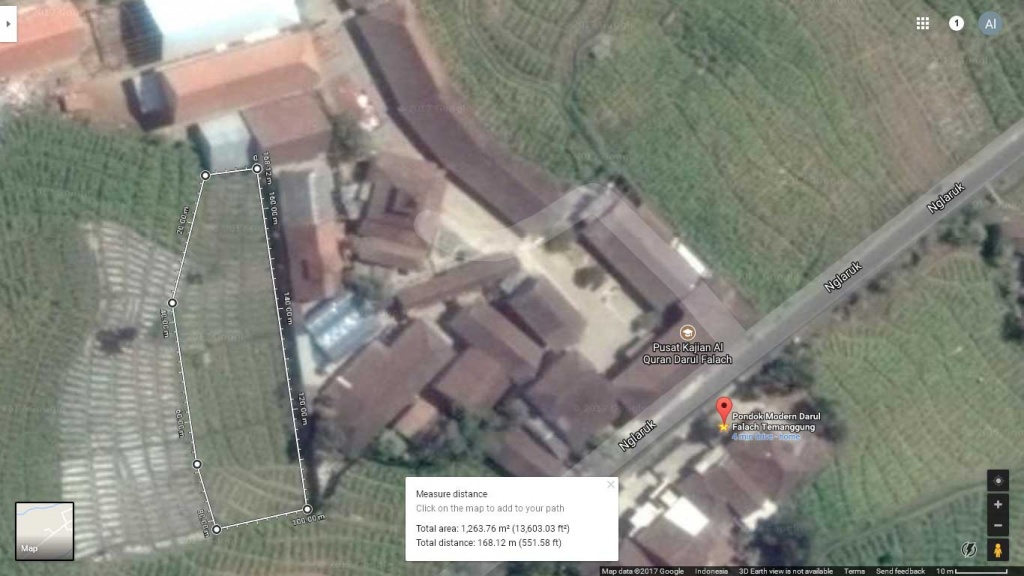 Area tanah yang dilelang untuk wakaf, seluas 1.263 m2 via googlemaps